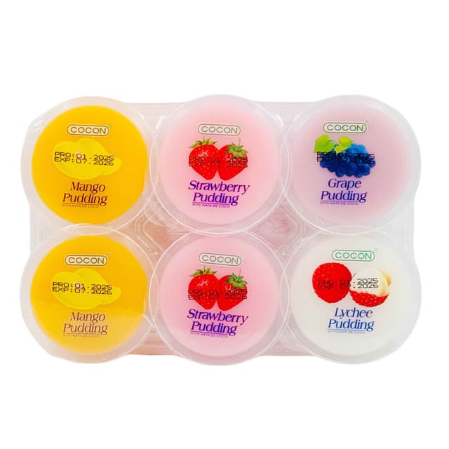 COCON ASSORTED PUDDING WITH NATA DE COCO 6x80G