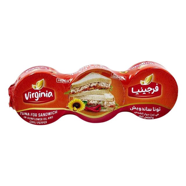 VIRGINIA TUNA SANDWICH IN SUNFLOWER OIL&CHILI PEPPER 3X160GM