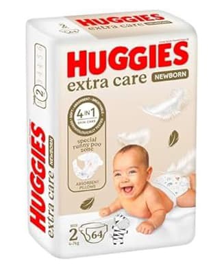 HUGGIES NEW BORN BABY DIAPERS S2, 4-7KG, 64PCS