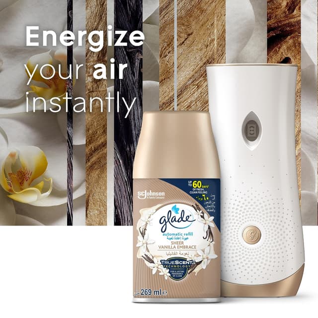 GLADE SHEER VANILLA EMBRANCE AUTO SPRAY 269ML