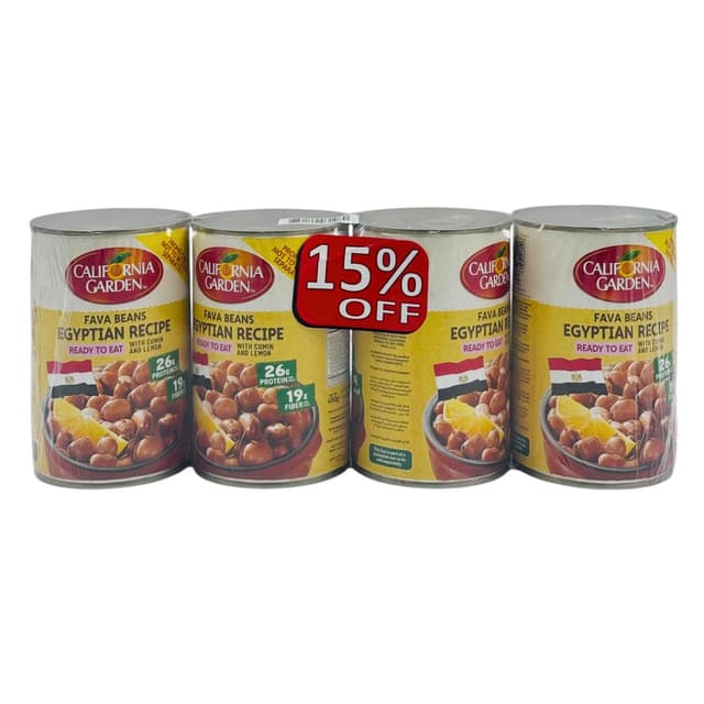 CALIFORNIA GARDEN READY TO EAT EGYPTIAN RECIPE FAVA BEANS 4X450G