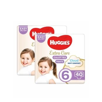 Huggies Extra Care Culottes Size 6 15-25 kg Jumbo Pack 80 Diaper Pants Savings Pack