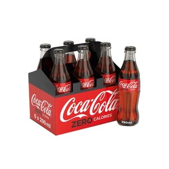 COCA-COLA Zero Calories Carbonated Soft Drink Glass Bottle 6X290ml