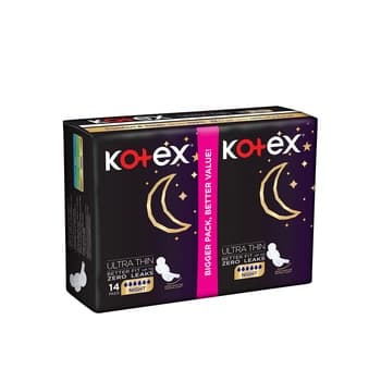 Kotex Ultra Thin Pads Overnight Protection Sanitary Pads with Wings 14 Sanitary Pads
