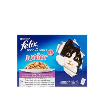 Felix Junior As Good as it Looks Mixed Selection Wet Cat Food Pouch 100 gm Pack of 12
