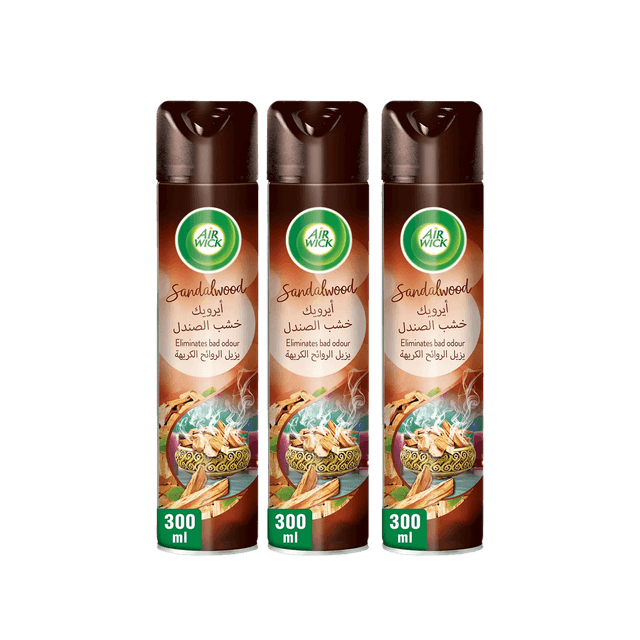 Airwick Aerosol Air Freshner Sandalwood 3 x 300 ml