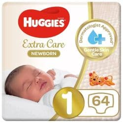 Huggies Extra Care Newborn Size 1 64pcs