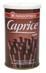 Caprice Dark Chocolate Flavored Cream Wafer Rolls