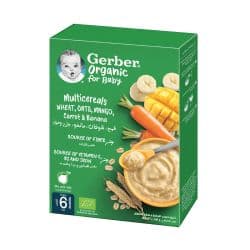 Gerber Organic Baby Multicereals Wheat Oats Mango Carrot & Banana From 6 Months 200 g
