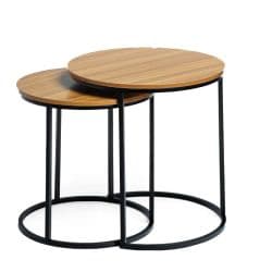 Rustic Round Set Of Two Side Table