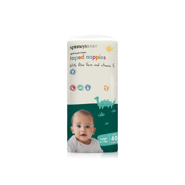 Spinneysbaby Taped Nappies with Aloe Vera & Vitamin E Medium x 40 (6-11kg)