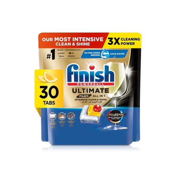 Finish Ultimate Lemon Scent 3x More Cleaning Power Plus Dishwasher Tablets x 30