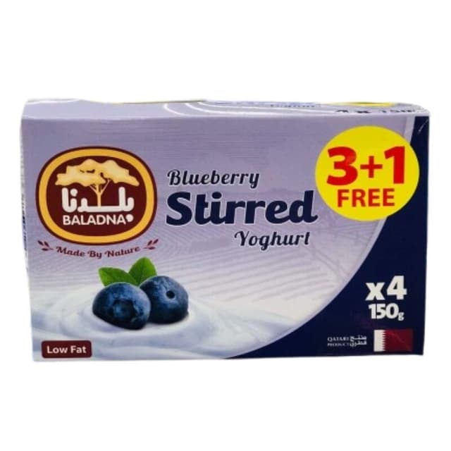 Baladna Blueberry Stirred Yoghurt 4 x 150 g