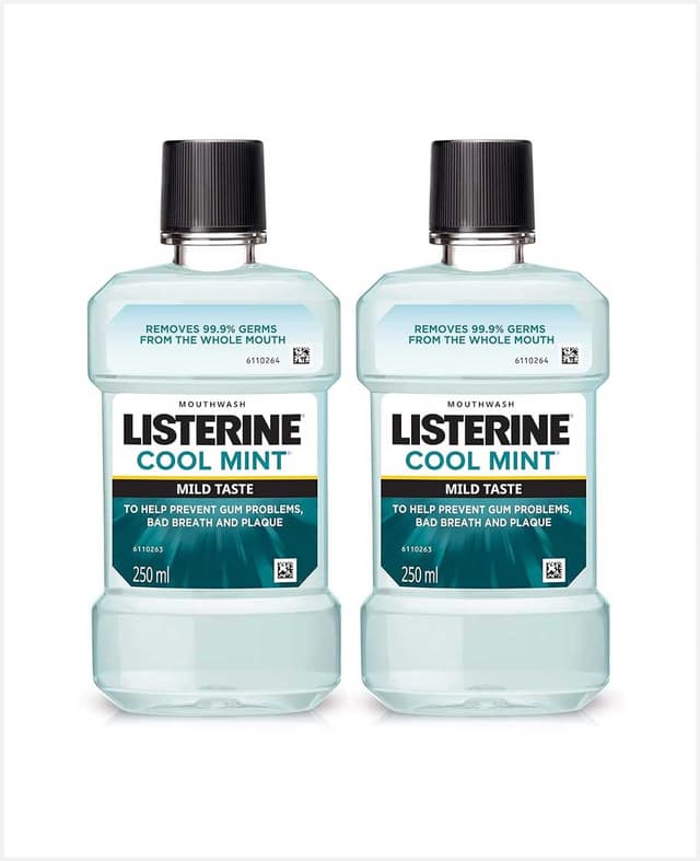 Listerine Mouthwash Cool Mint Milder Taste 2x500ml @20%off