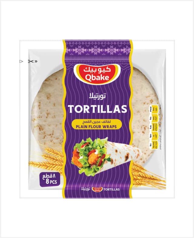 Qbake Tortillas Plain Flour Wraps 8pcs 320gm