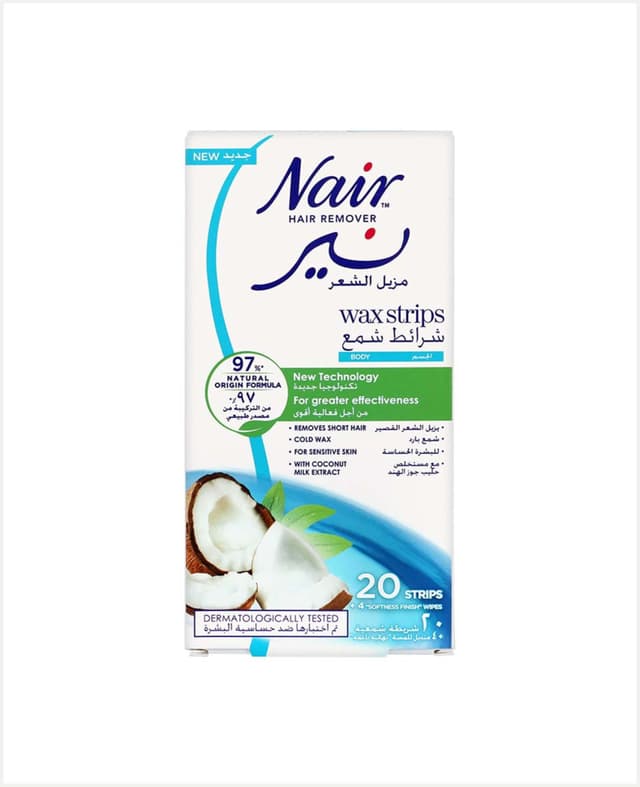 Nair Body Wax Strips with Coconut Milk Extract 20pcs