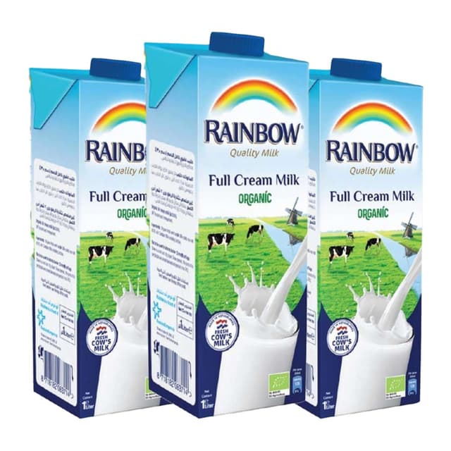 Rainbow Rtd Full Cream Milk Organic 3sx1ltr
