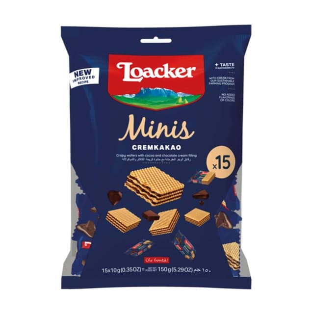 Loacker Wafer Minis Cremkakao Wafers 15pcs 150gm