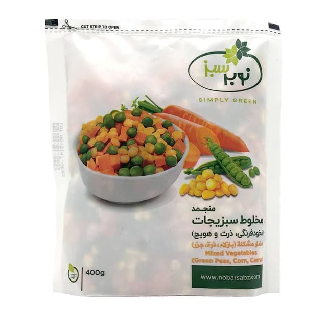 Nobar Frozen Mixed Vegetables (Green Peas, Corn & Carrot), 400g
