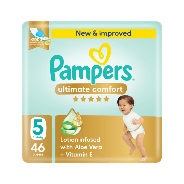 Pampers Ultimate Comfort Taped Baby Diapers, Size 5, 11-16kg, 46 Pieces