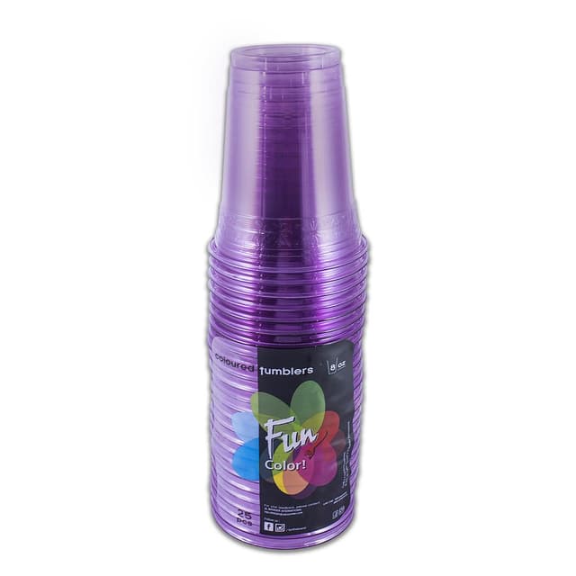 Fun Clear Plastic Tumbler 8oz Violet 25 pcs