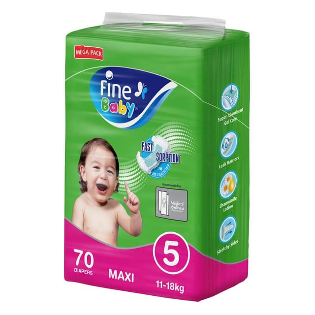 Fine Baby Diaper Maxi Size 5 (11-18 kg), 70 pcs