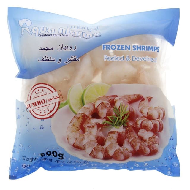 Aqua Marine Jumbo Peeled Frozen Shrimps 500 gm
