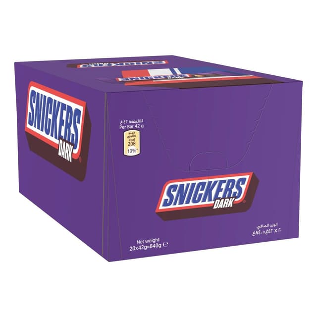 Snickers Dark Peanut Chocolate Bar, 20x42g