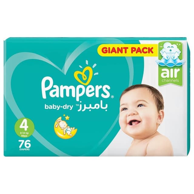 Pampers Baby-Dry Taped Diapers, Size 4, 76 Pieces