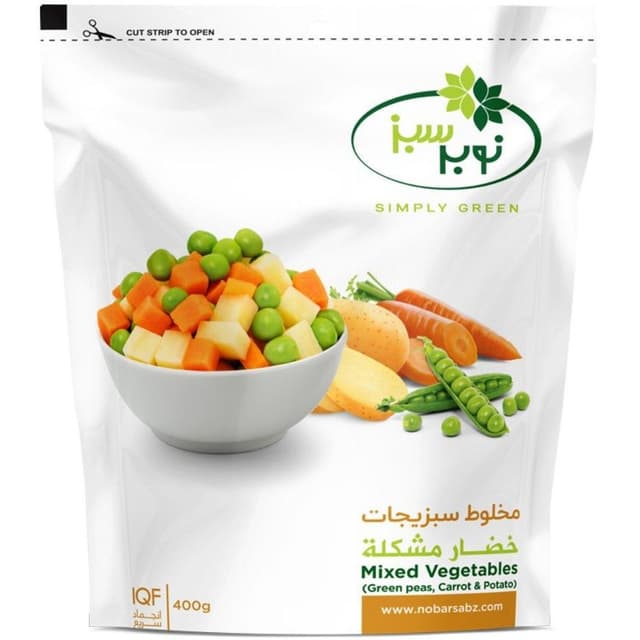 Nobar Sabz Frozen Mix Vegetables (Green Peas, Carrot & Potato), 400g