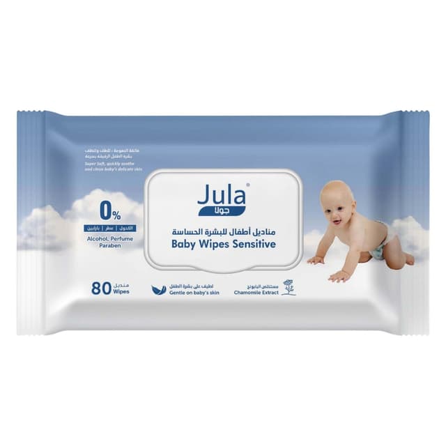 Jula Sensitive Gentle Skin Baby Wipes, 80 Pieces