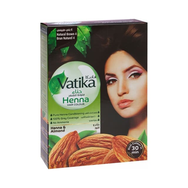 Vatika Naturals Henna Hair Colour - Natural Brown 4, 6x10g
