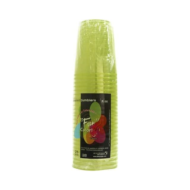 Fun Plastic Colored Tumblers Olive 8Oz 25 Pieces