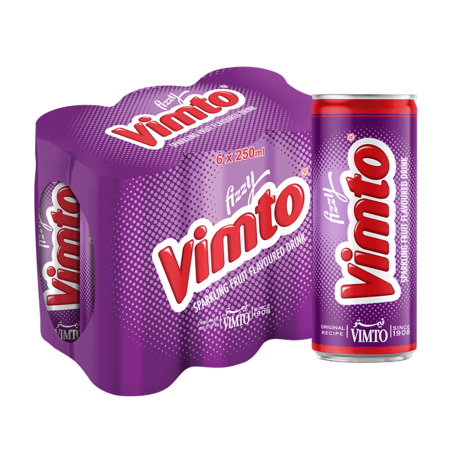 Vimto Fizzy Sparkling Fruit Flavored Drink Can, 6x250ml