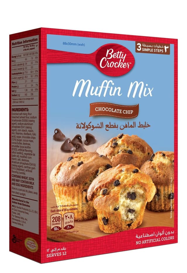 Betty Crocker Chocolate Chips Muffin Mix (Serves up to 12 People), 500g
