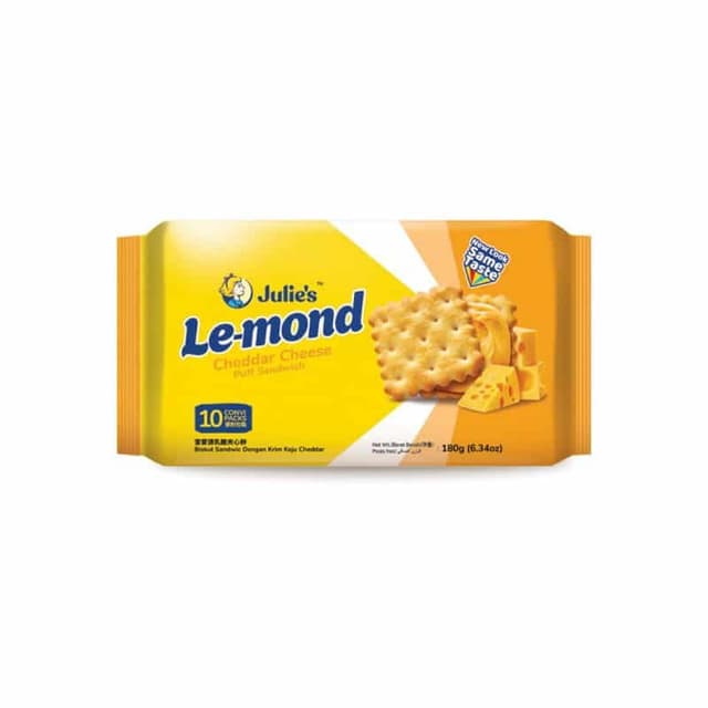 Julie's Le-Mond Cheddar Cheese Puff Sandwich Biscuits, 180g