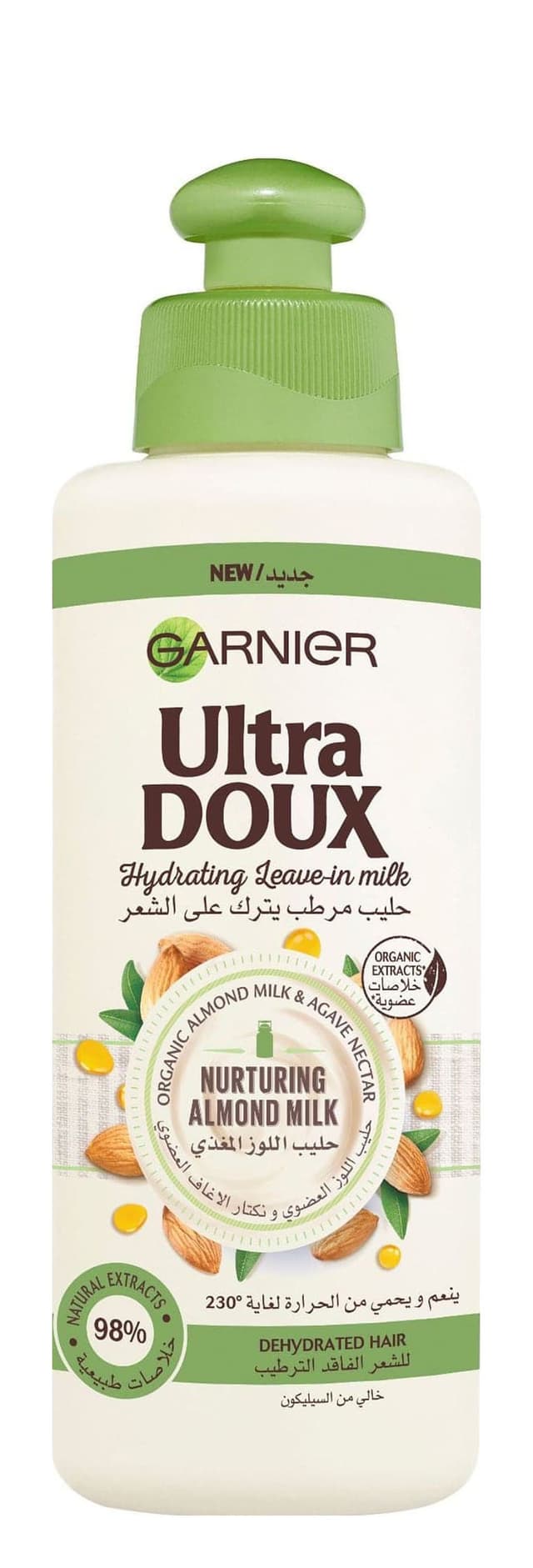 غارنييه ألترا دوكس كريم بدون شطف مرطب ومغذي بحليب اللوز العضوي وعصارة الأغاف للشعر الجاف 200 مل