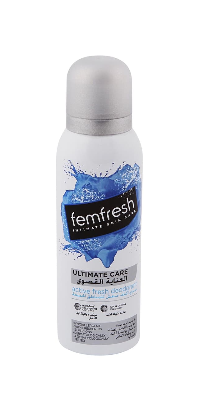 Femfresh Ultimate Care Hypoallergenic Active Fresh Intimate Deodorant Spray, 125ml