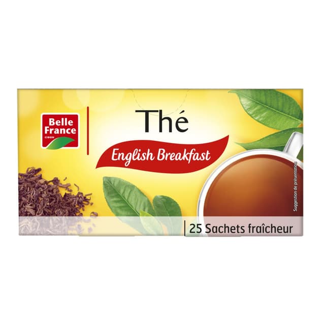 Belle France English Breakfast Black Tea Bags, 25 Sachets