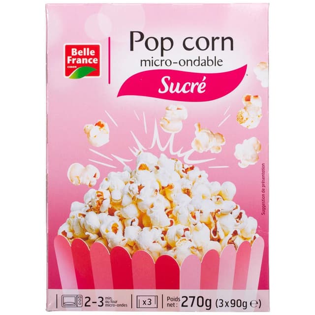 Belle France Sucré Sweet Microwavable Popcorn, 3x90g