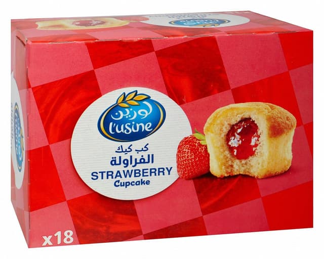 لوسين كب كيكس ناعمة محشوة بكريمة الفراولة، 18x30جم