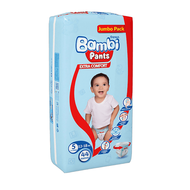 Sanita Bambi XL Baby Diaper Pants Size 5 (12-18kg), 44 Pieces