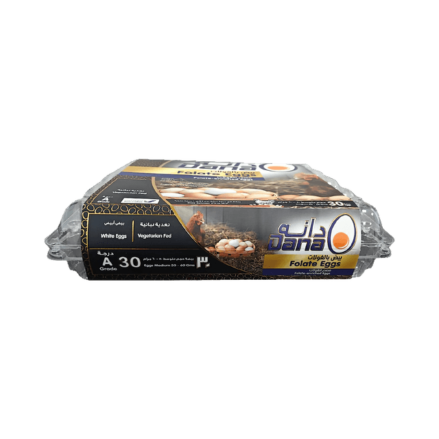 Dana Folate White Medium Size Eggs, 30 Pieces