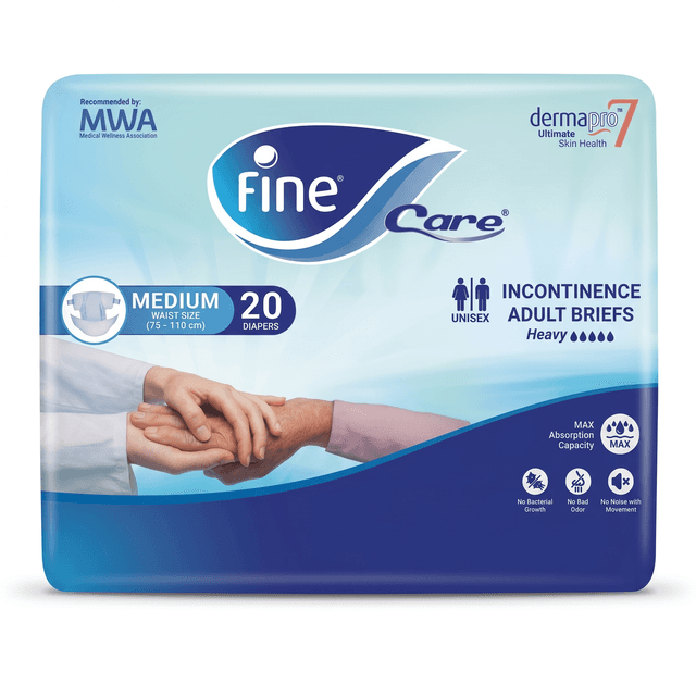 Fine Care Unisex Adult Incontinence Briefs, Medium (75–110 cm), 20 Pieces