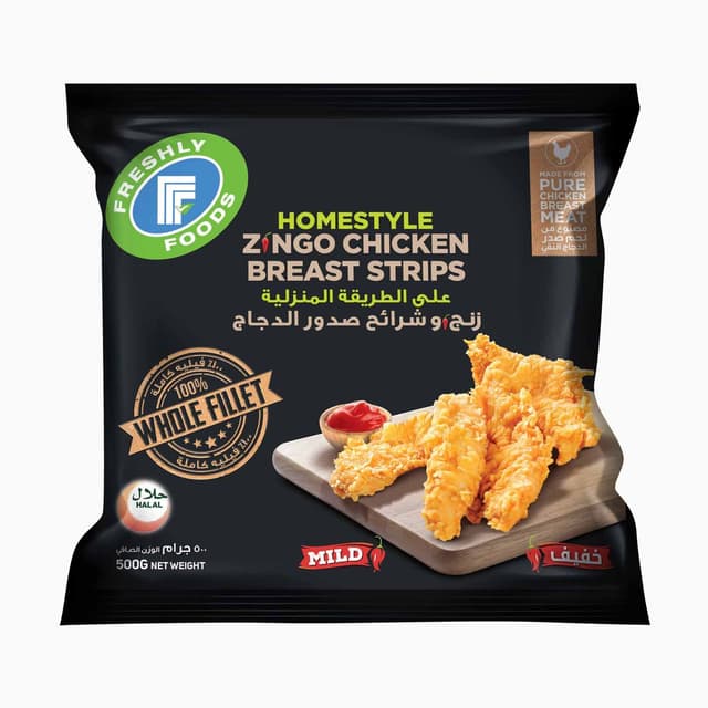 Freshly Foods Homestyle Zingo Chicken Breast Strips Mild 500 g