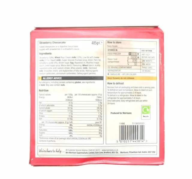 Morrisons Strawberry Cheesecake 485 G