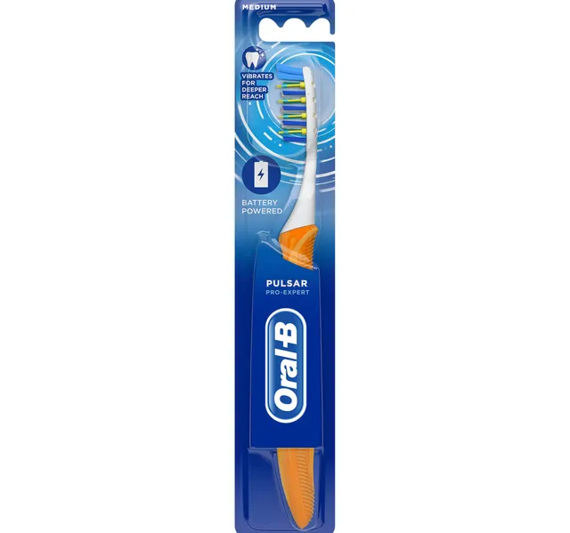 Oral-B Pro-Expert Pulsar Blue & White Battery Powered Medium Toothbrush 1 Piece