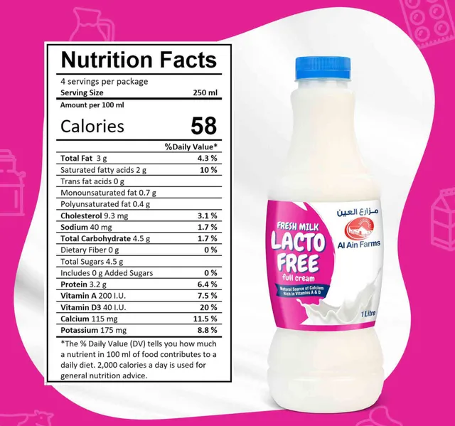 Al Ain Farms Lactose Free Full Cream Fresh Milk 1 Litre