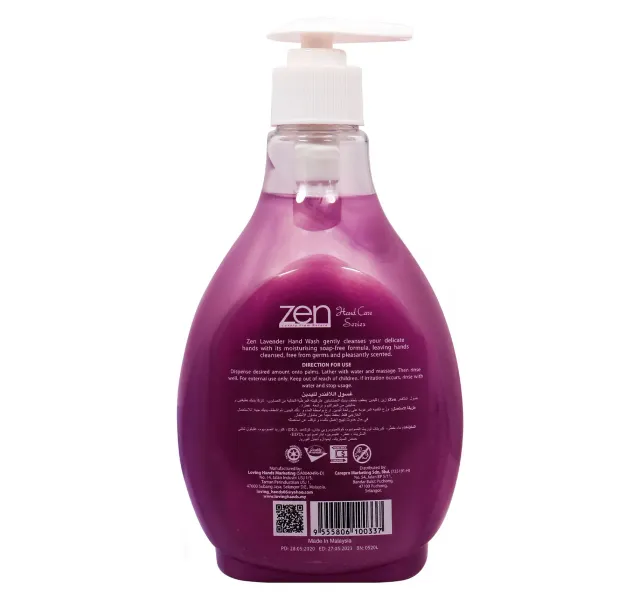 Zen Hand Wash Antibacterial Moisturizing Lavender 500 Ml