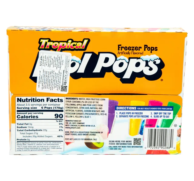 Tropical Kool Pops Freezer Pops 16 Pcs 567 G